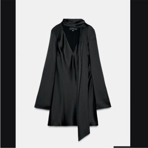 NWT ZARA VIRAL 2025 collection SATIN EFFECT SCARF DRESS